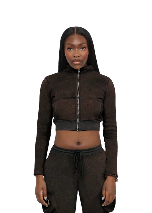 TALL FIT Makisu Cropped Jacket - Dark Brown